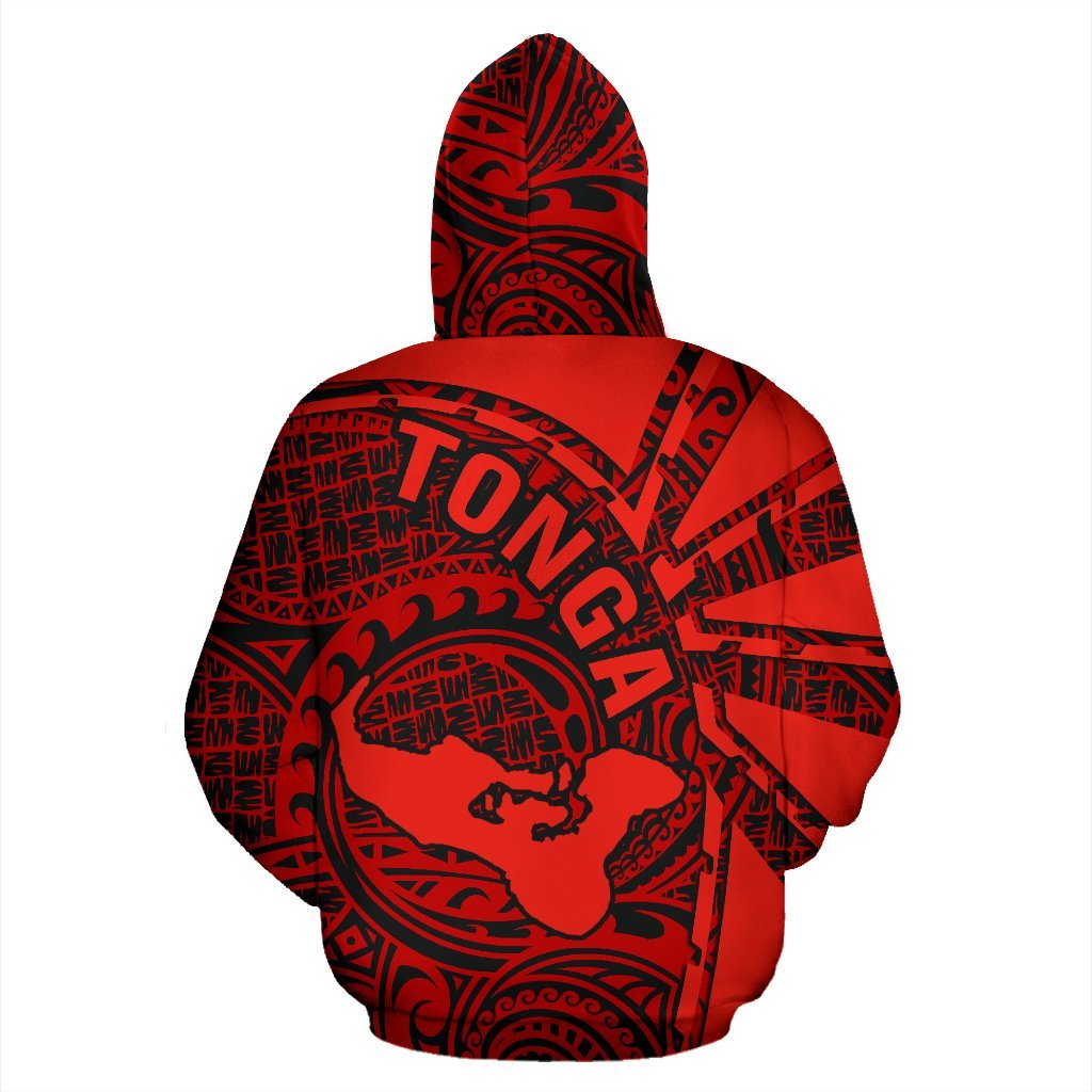 Zip Up Hoodie Tonga Red Polynesia - Tornado Style - Vibe Hoodie Shop