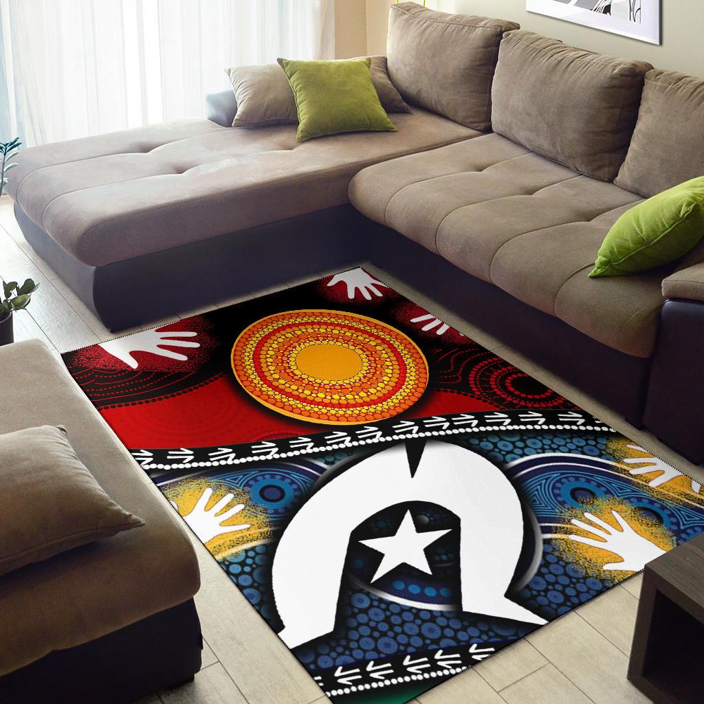 Area Rug - Australian NAIDOC Aboriginal and Torres Strait Islands Flags - Vibe Hoodie Shop