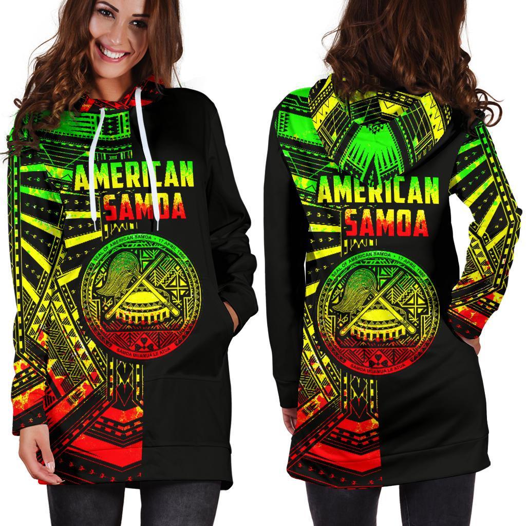 American Samoa Women's Hoodie Dress Reggae - Half Style - Vibe Hoodie Shop