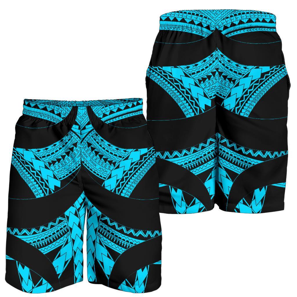 Samoan Tattoo All Over Print Men's Shorts Blue - Vibe Hoodie Shop