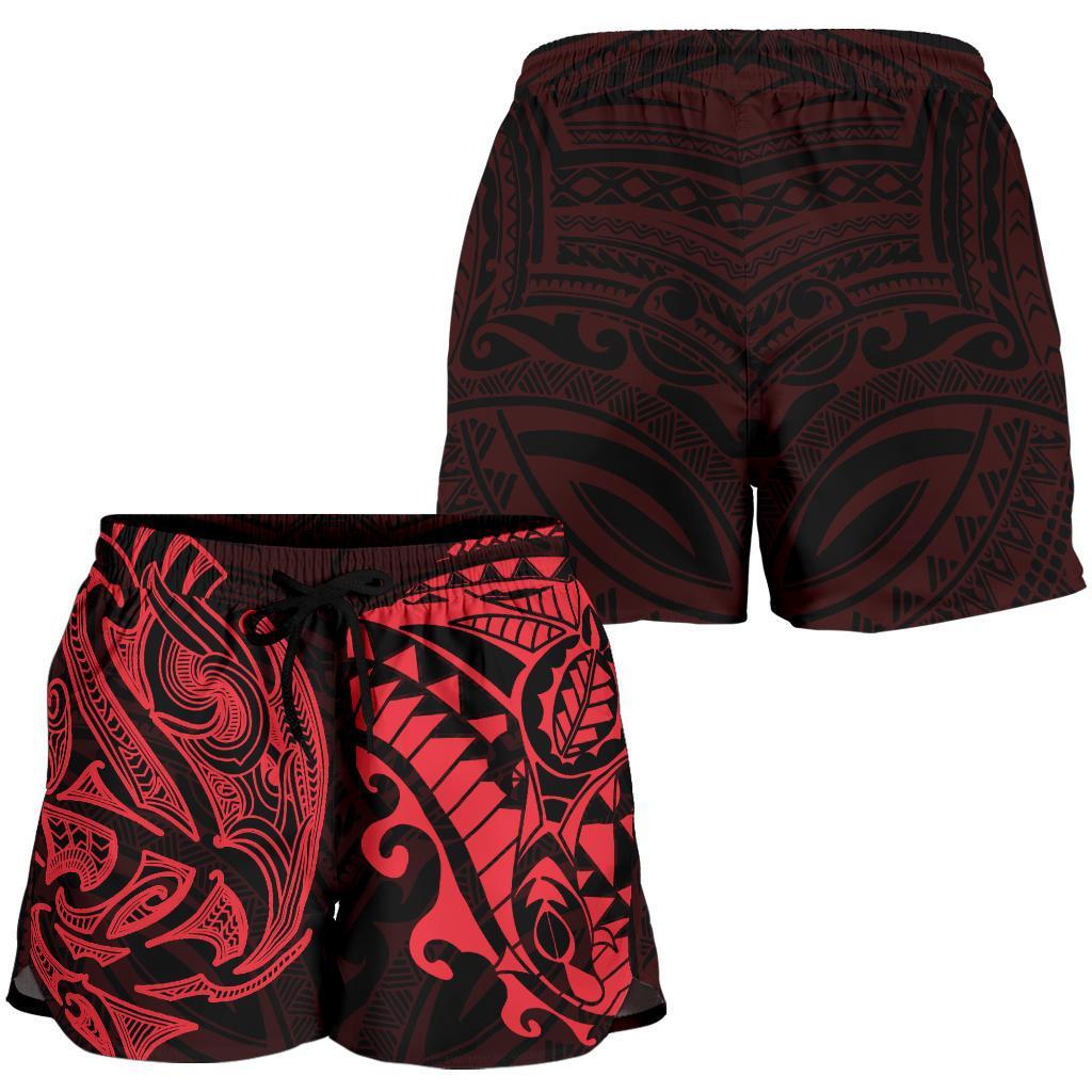 new-zealandall-over-print-womens-shorts-maori-polynesian-tattoo-red