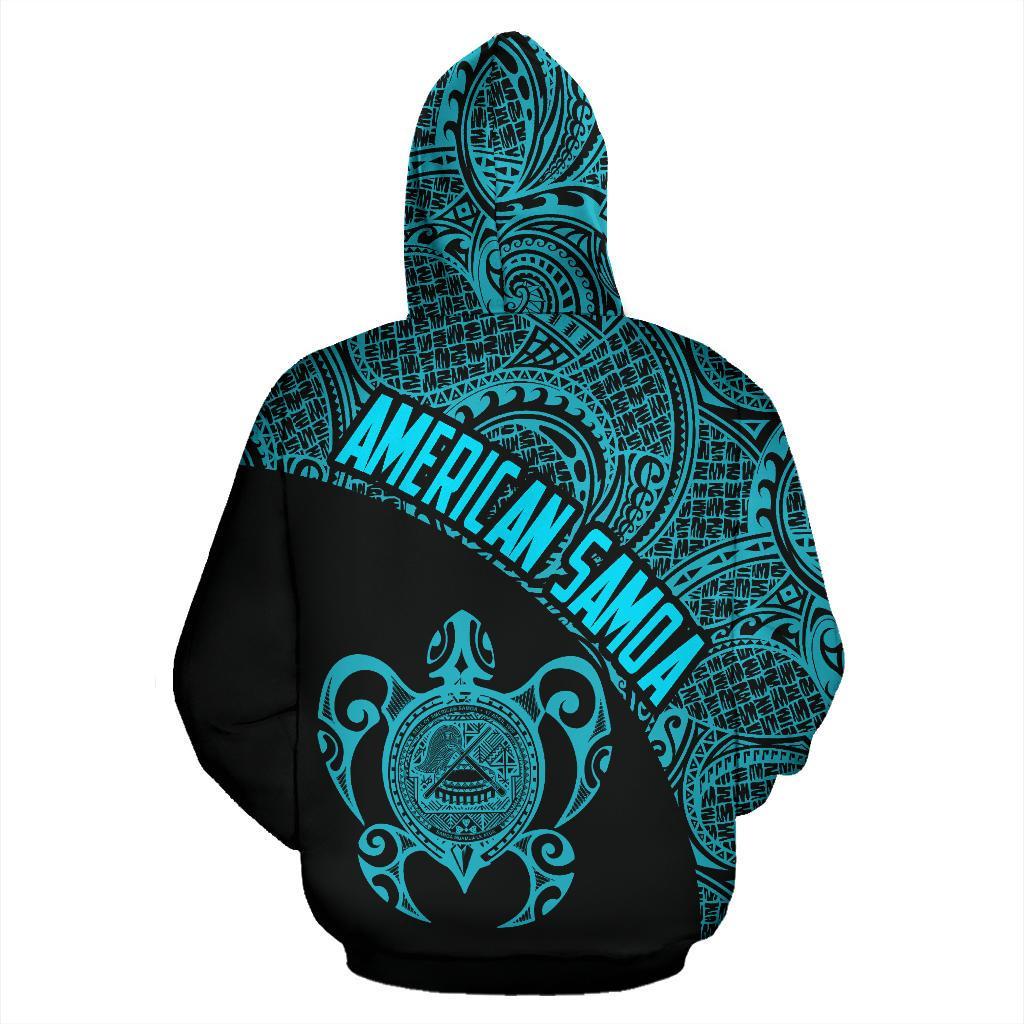 American Samoa Polynesian Hoodie Coat Of Arms In Turtle Blue - Vibe Hoodie Shop