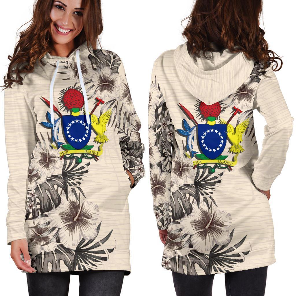 Cook Islands Hoodie Dress - The Beige Hibiscus - Vibe Hoodie Shop