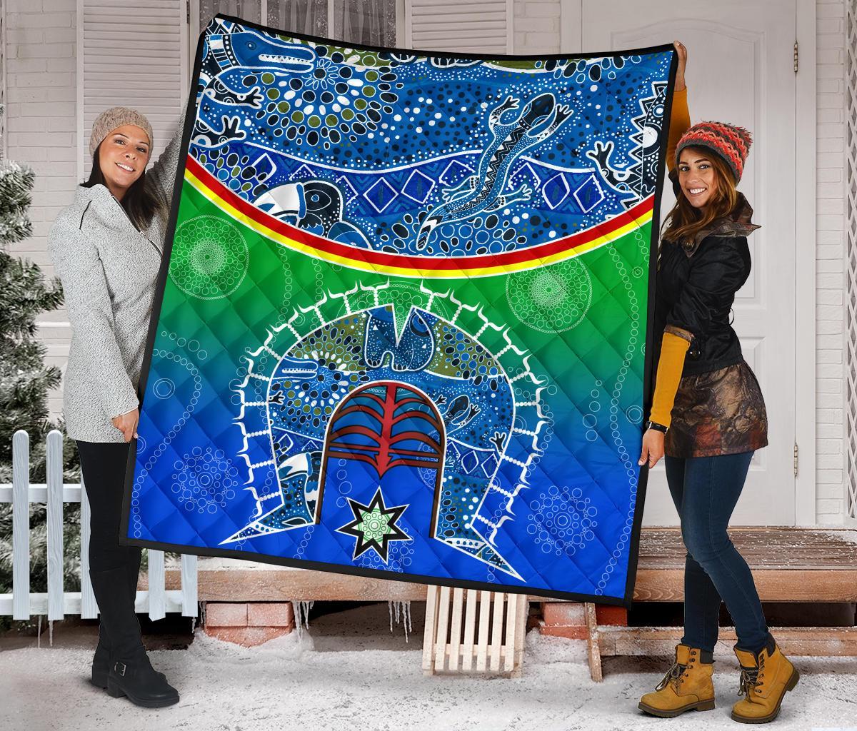 Premium Quilt - Torres Strait Symbol With Aboriginal Patterns - Vibe Hoodie Shop