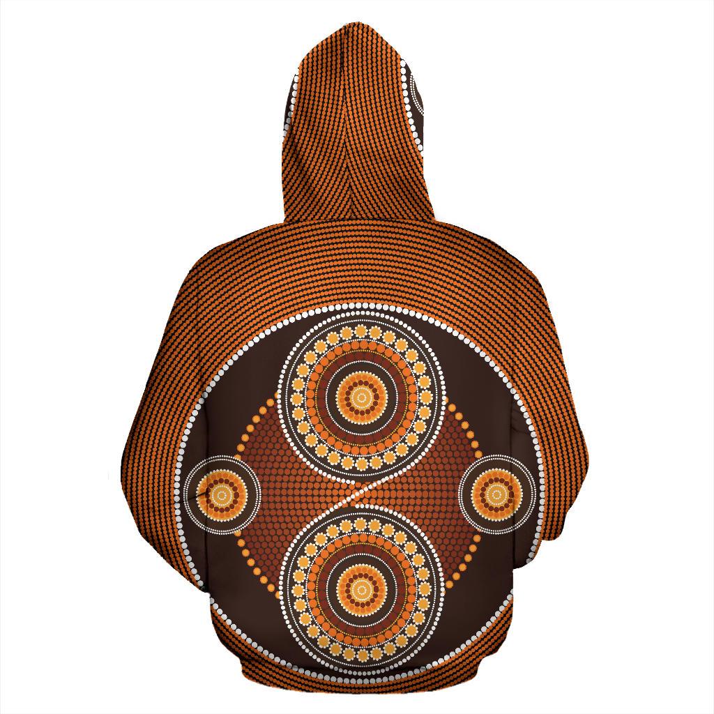 Aboriginal Hoodie, Flowers Art Circle Dot Painting Ver10 - Vibe Hoodie Shop