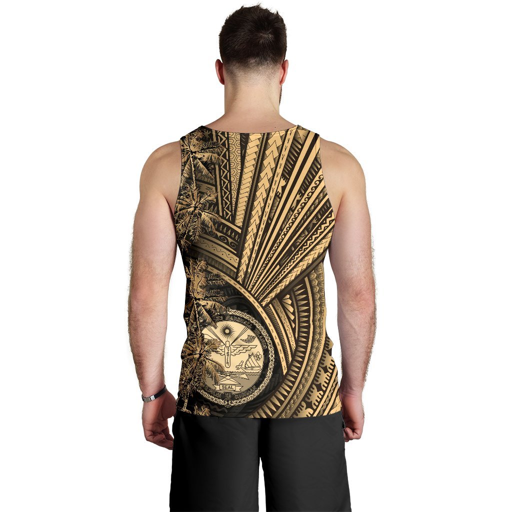 Marshall Islands Men's Tank Top Polynesian With Coconut Tree - Vibe Hoodie Shop