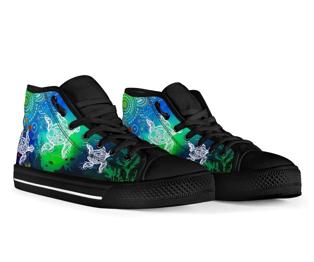 aboriginal-high-top-shoe-indigenous-turtle-ocean-dot-painting-art