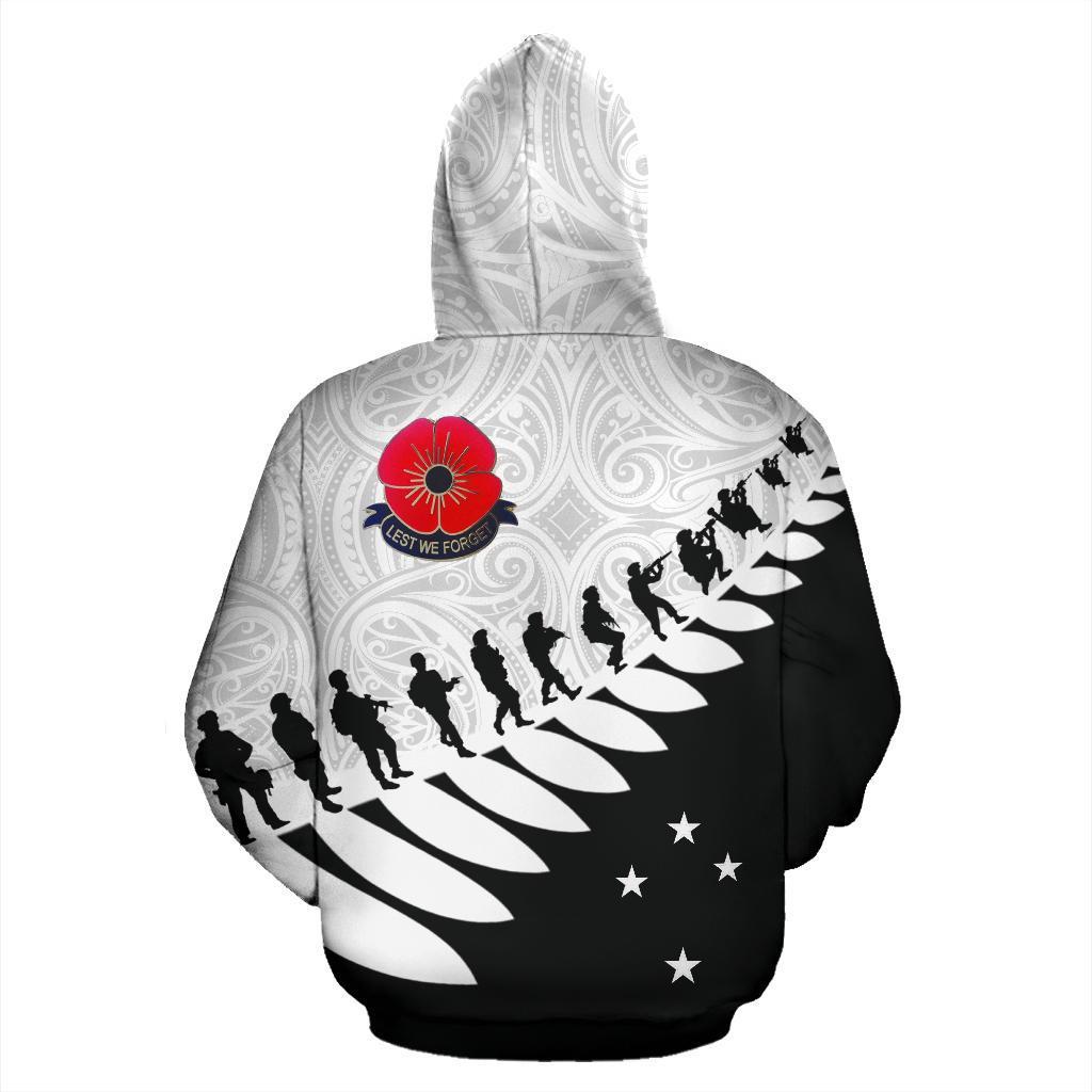 New Zealand ANZAC Hoodie, Lest We Forget Poppies Maori Pullover Hoodie - Vibe Hoodie Shop