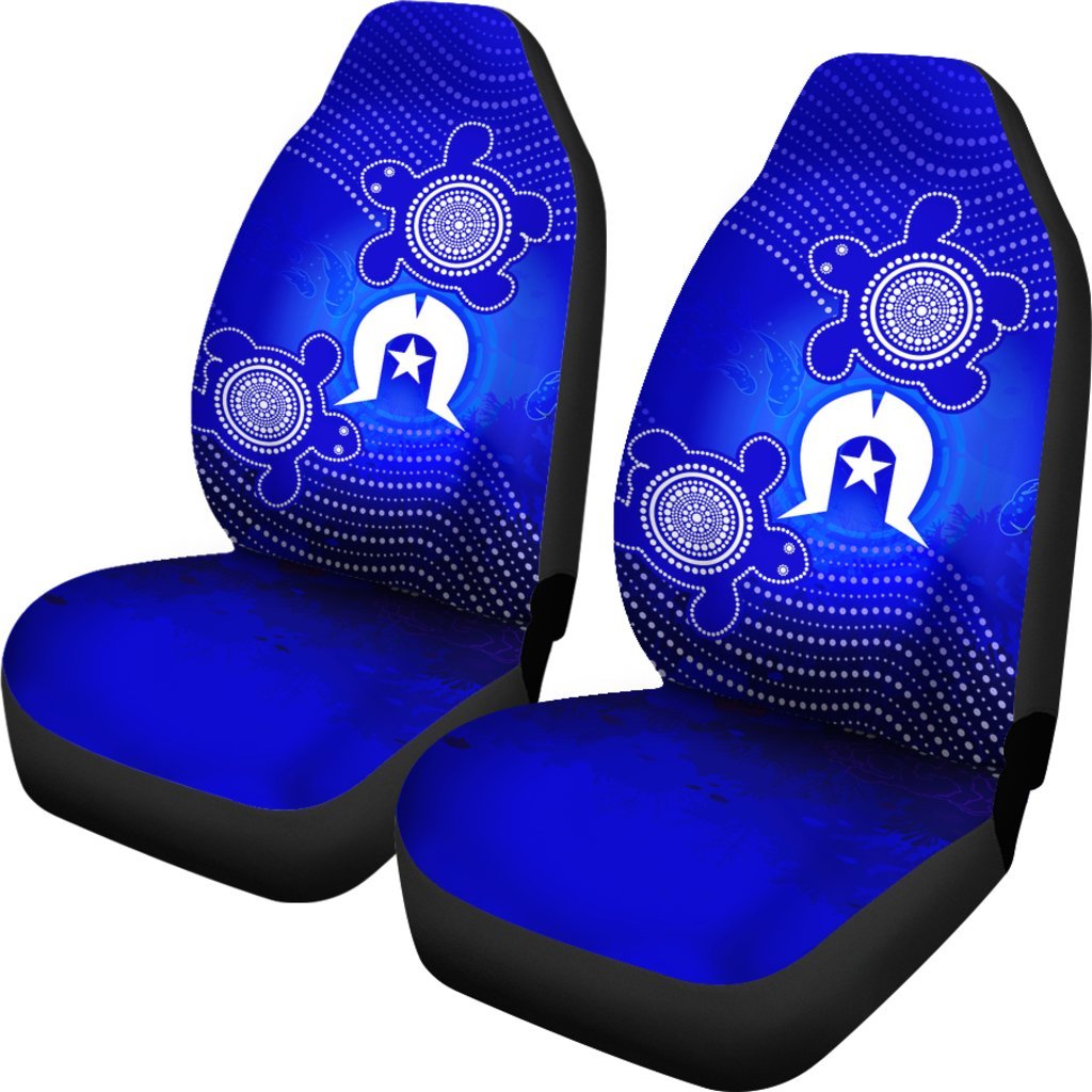 Torres Strait Islanders Car Seat Covers - Torres Symbol With Turtle - Vibe Hoodie Shop