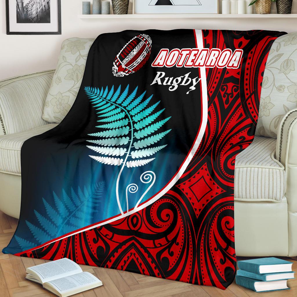 Aotearoa Rugby Black Maori Premium Blanket Kiwi and Silver Fern New Zealand - Vibe Hoodie Shop