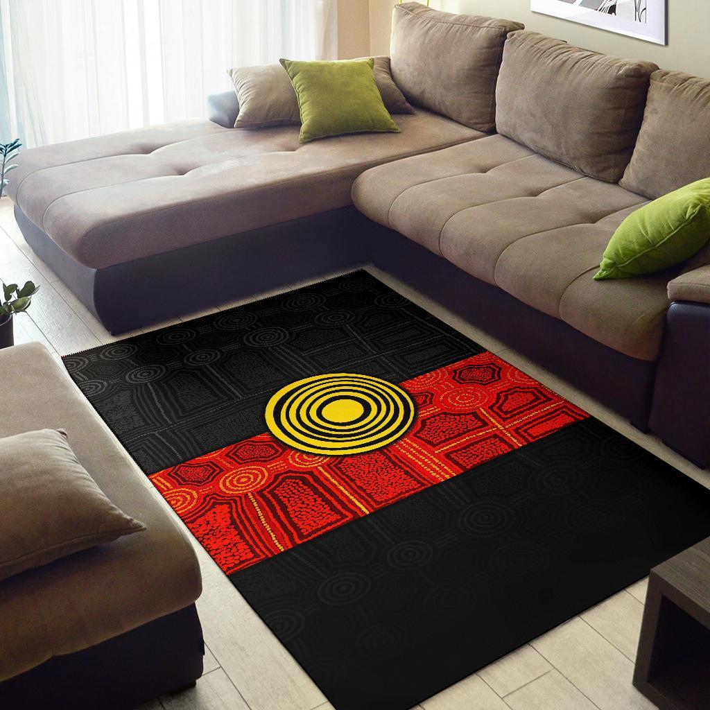 Vibe Hoodie Aboriginal Area Rug - Aussie Indigenous Flag - RLT20 - Vibe Hoodie Shop