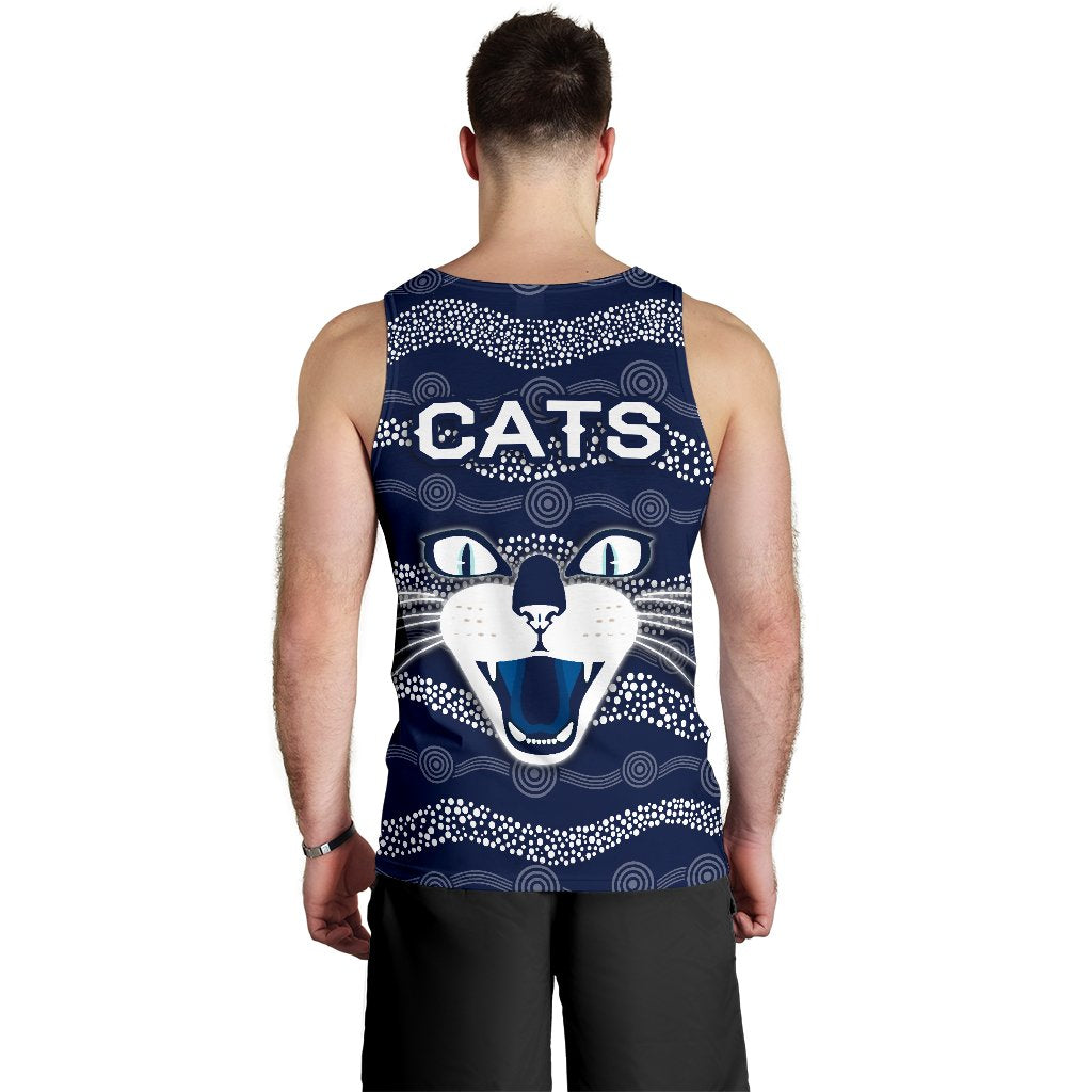 Geelong Men Tank Top Cats Indigenous - Navy - Vibe Hoodie Shop