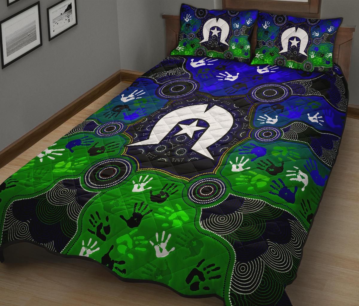 Aboriginal Quilt Bed Set - Torres Strait Symbol With Indigenous Patterns - Vibe Hoodie Shop