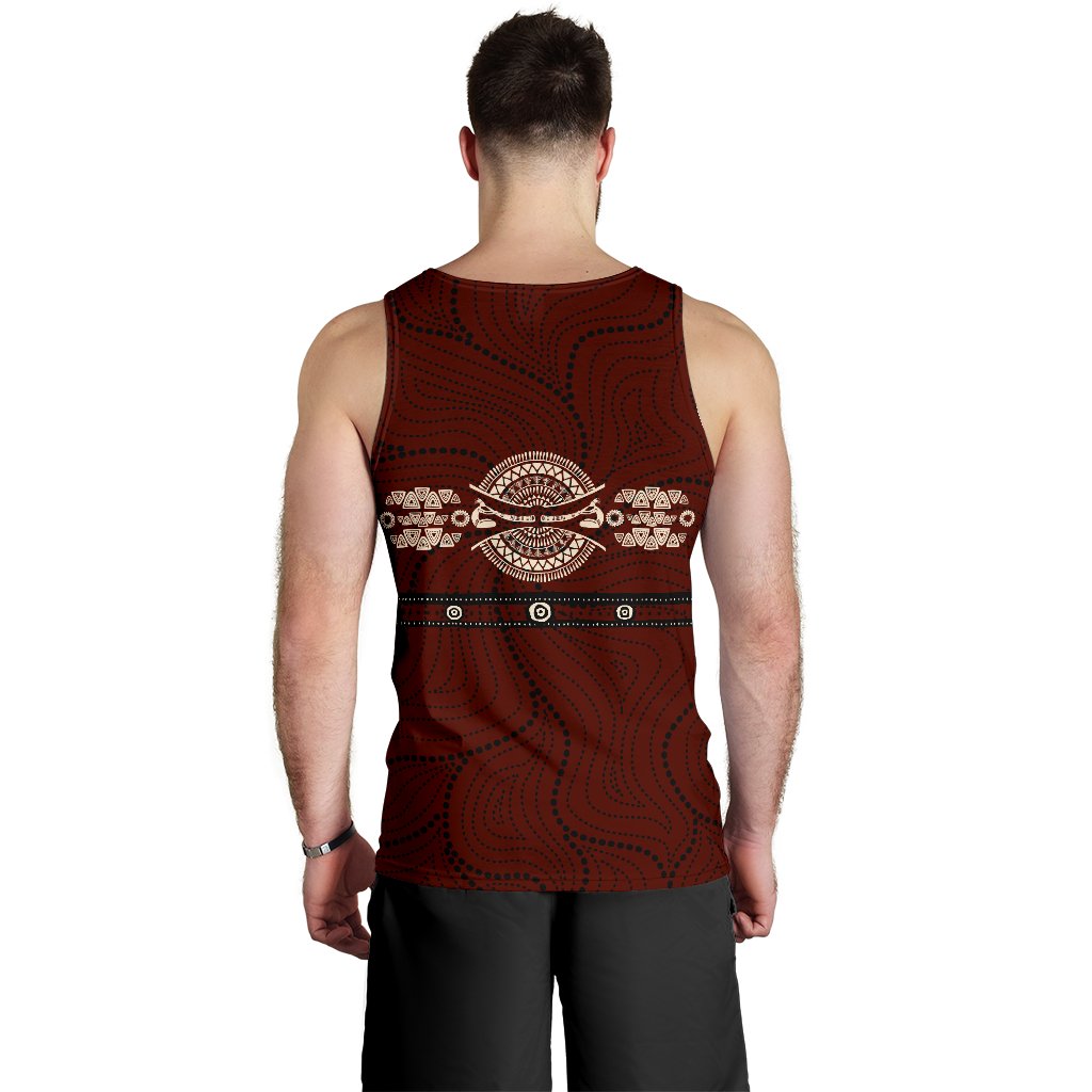 Men Tank Top - Australian Coat Of Arms Mens Tank Aboriginal Patterns - Vibe Hoodie Shop