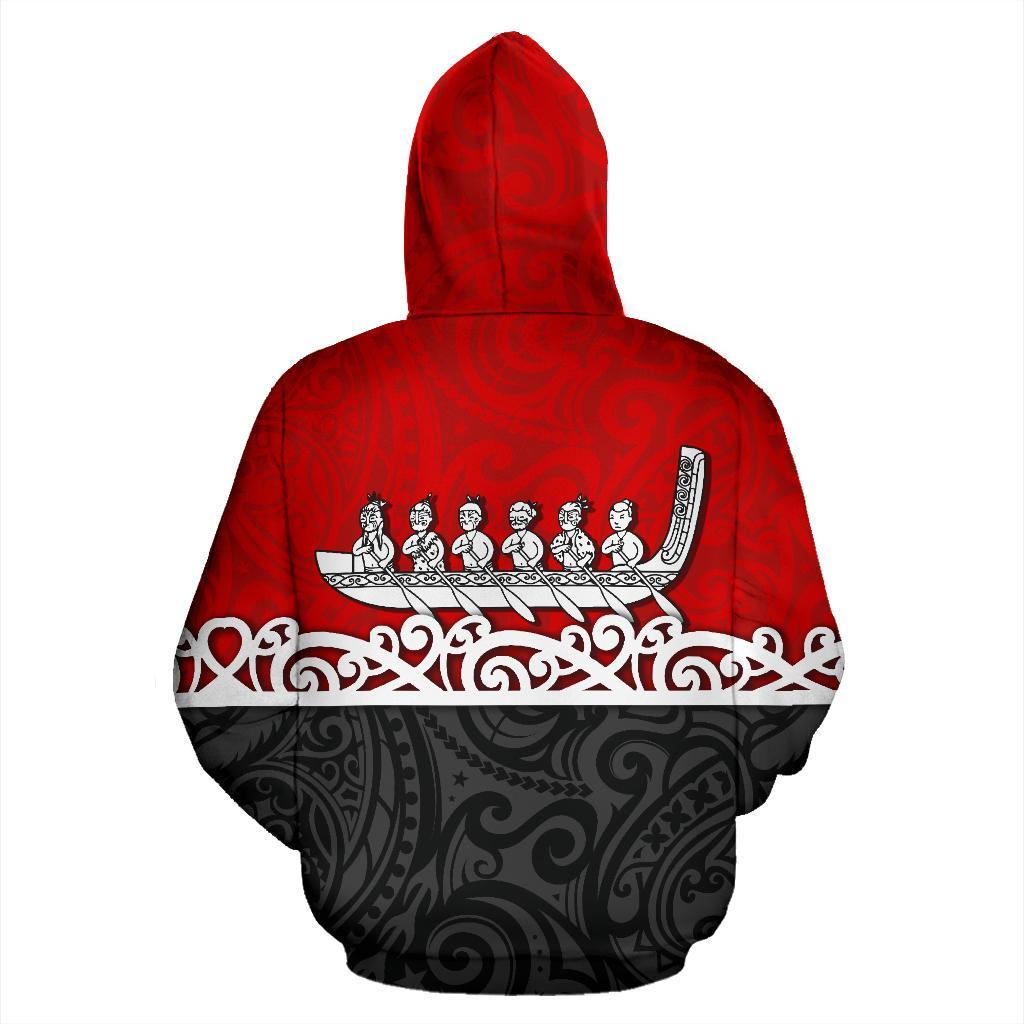 New Zealand Hoodie, Maori Waka Pullover Hoodie Red - Vibe Hoodie Shop