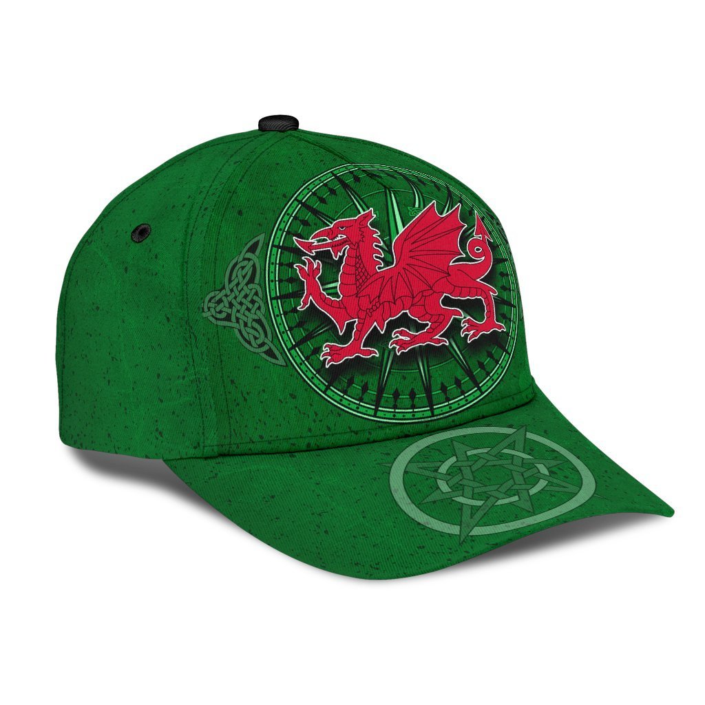 Wales Celtic Classic Cap - Celtic Compass With Welsh Dragon - Vibe Hoodie Shop