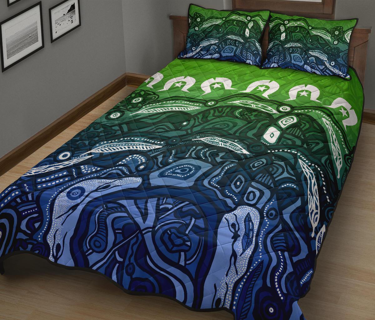 Torres Strait Islands Quilt Bed Set - Blue - Vibe Hoodie Shop