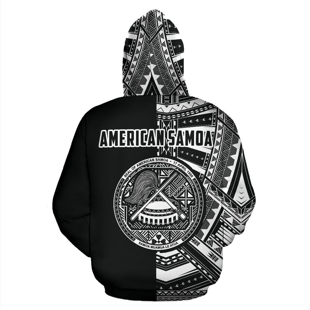 American Samoa Hoodie Polynesia - Half Style (White) (Zip) - Vibe Hoodie Shop