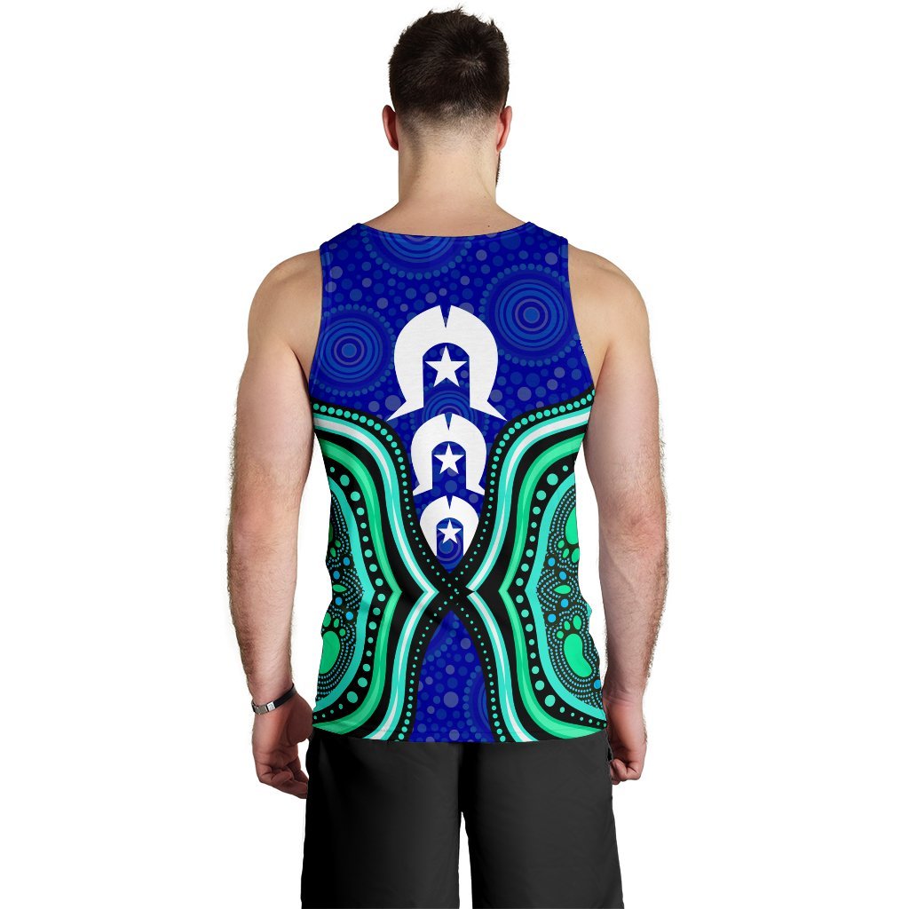 Torres Strait Men's Tank Top - Torres Strait Symbol And Aboriginal Patterns - Vibe Hoodie Shop