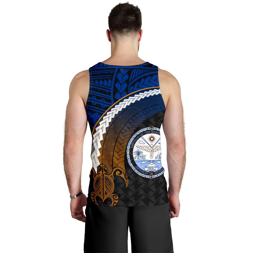 Marshall Islands Men's Tank Top Turtle Polynesian Wave Style - Vibe Hoodie Shop