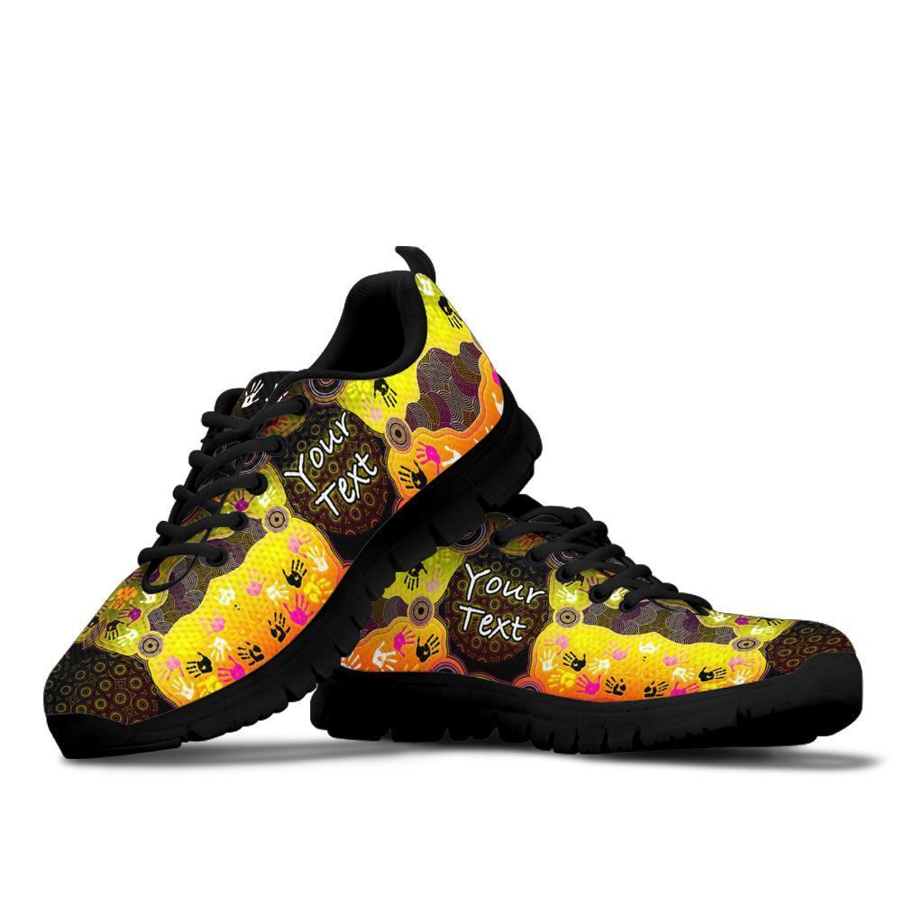 Custom Aboriginal Sneakers, Indigenous Circle Dot Painting Hand Art - BN18 - Vibe Hoodie Shop