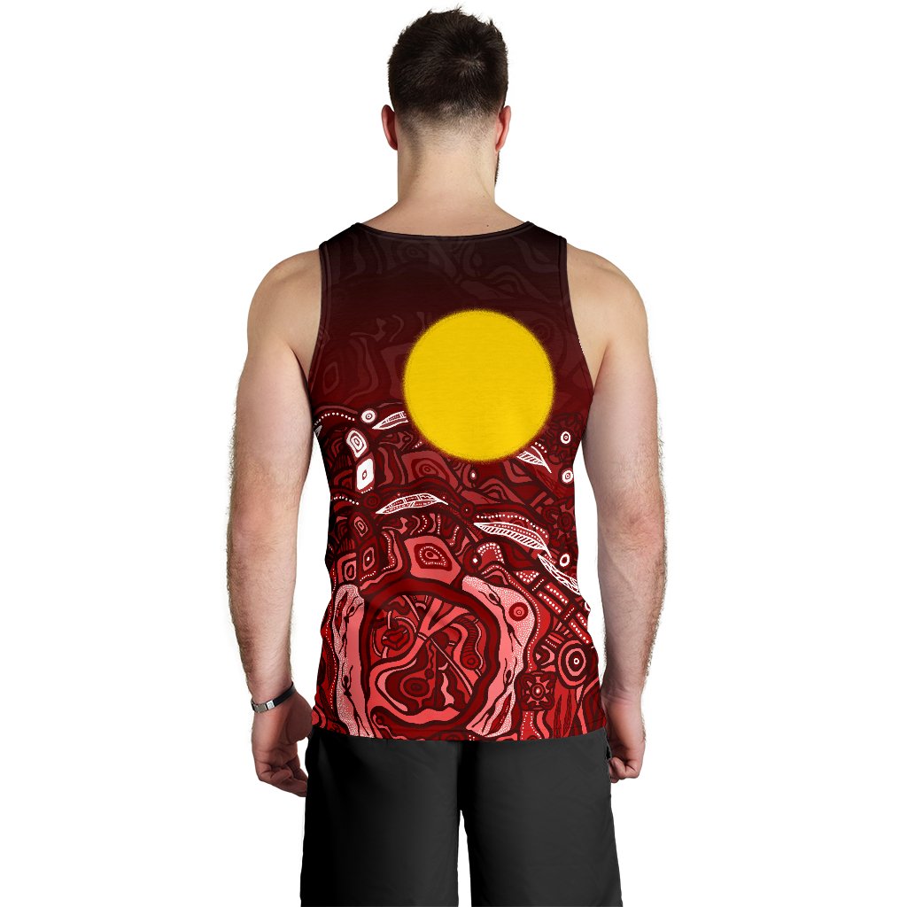 Custom Text Aboriginal Men's Tank Top - Red Landscape - Vibe Hoodie Shop