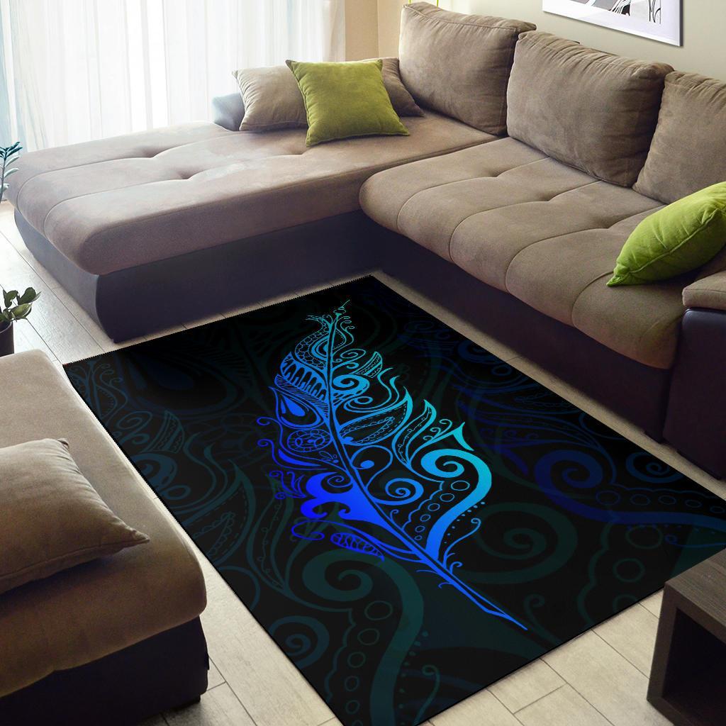 Light Silver Fern Area Rug, Blue - Vibe Hoodie Shop