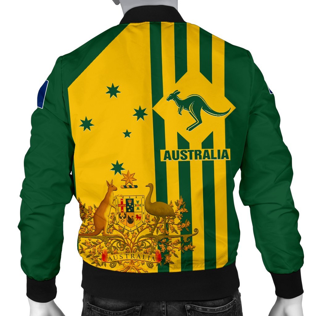 Custom Men's Bomber Jacket - Australia Kangaroo Sign National Color - Vibe Hoodie Shop