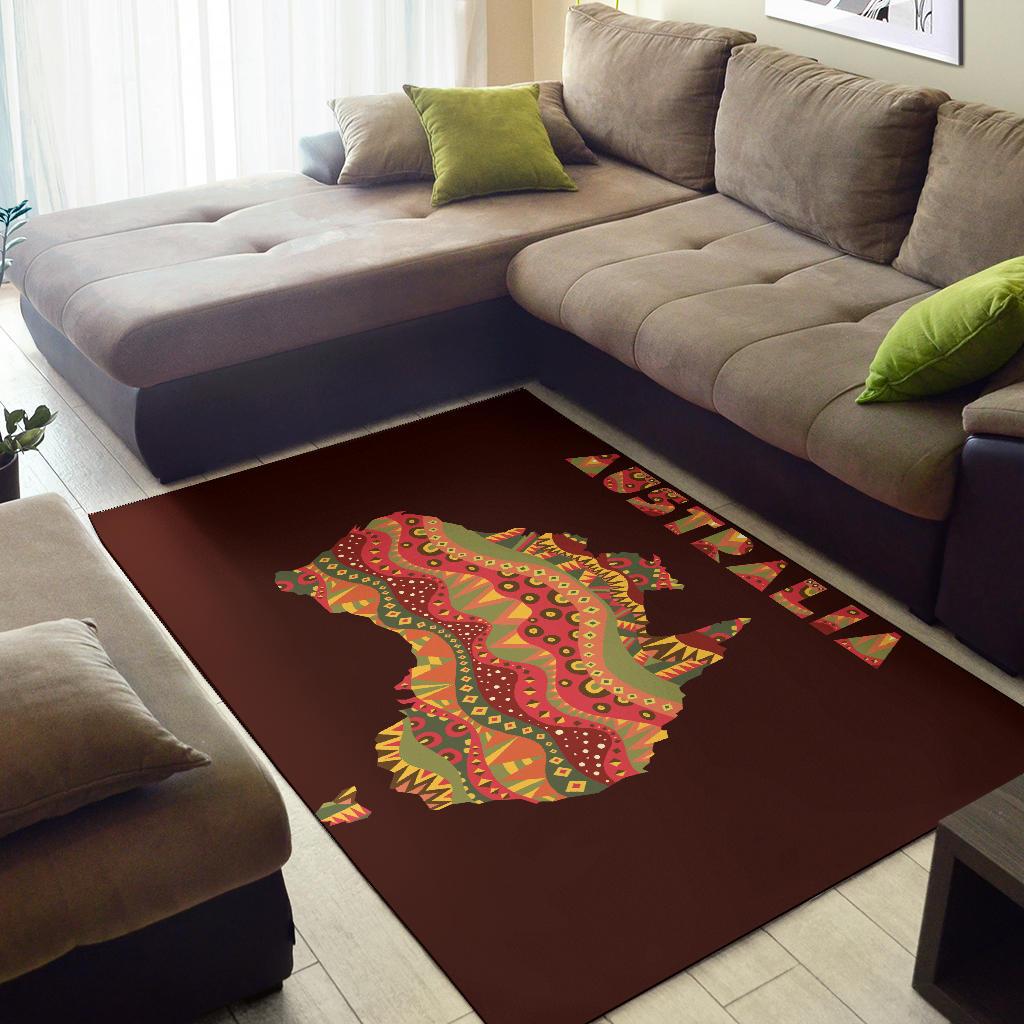 Area Rug - Australia Map Rug Aboriginal Patterns - Vibe Hoodie Shop