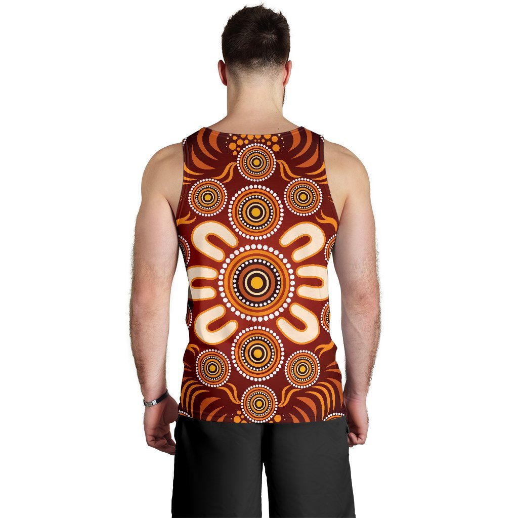 Aboriginal Men's Tank Top - Circle Flowers Patterns Ver02 - Vibe Hoodie Shop