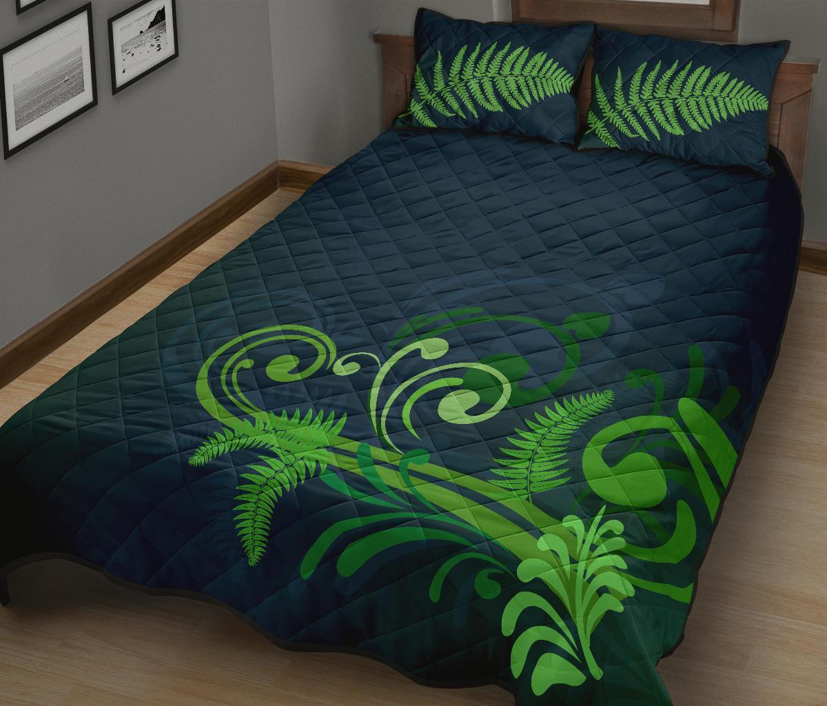 Quilt Bed Set New Zealand Silver Fern Green - Vibe Hoodie Shop