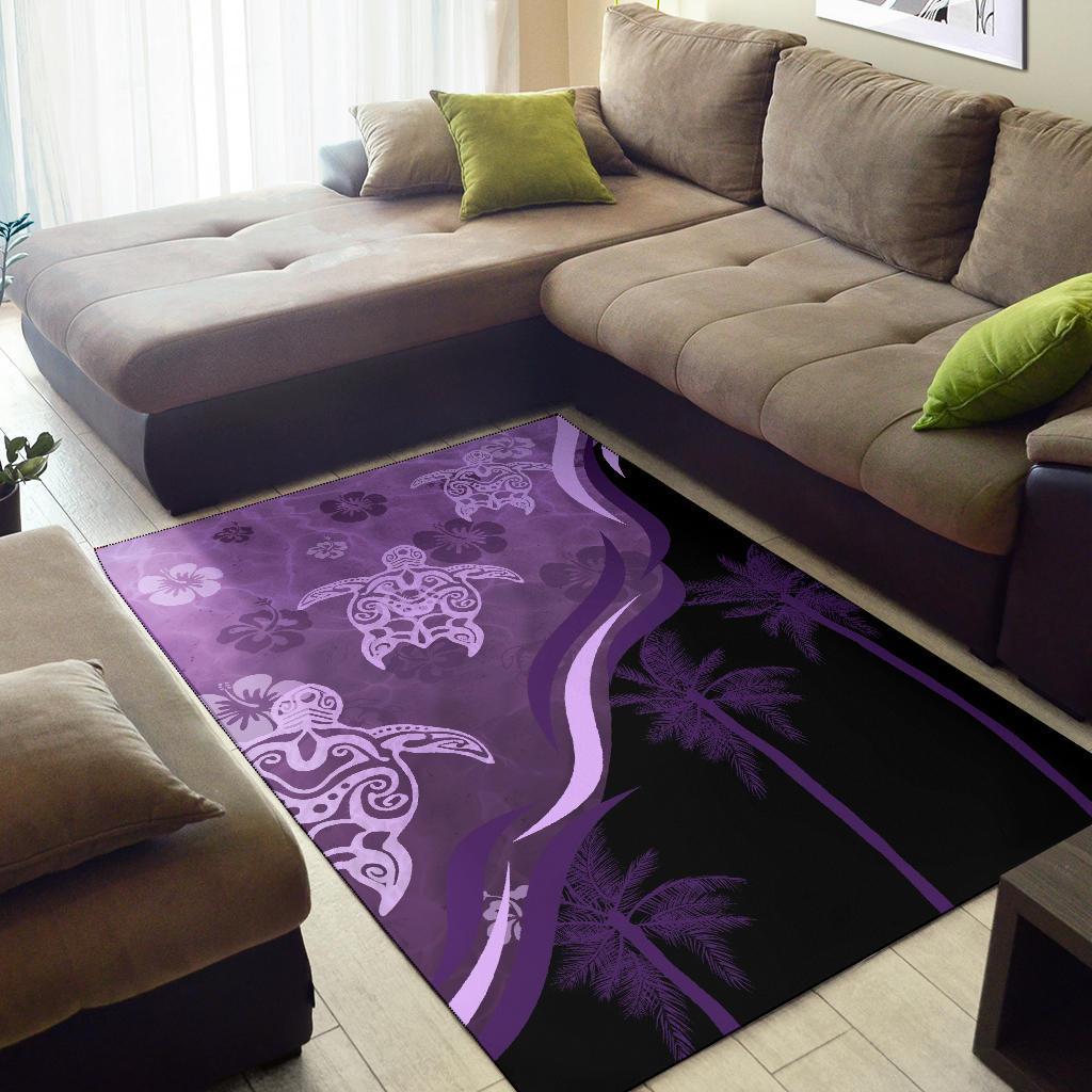 Purple Turtle Hibiscus Area Rug - Vibe Hoodie Shop