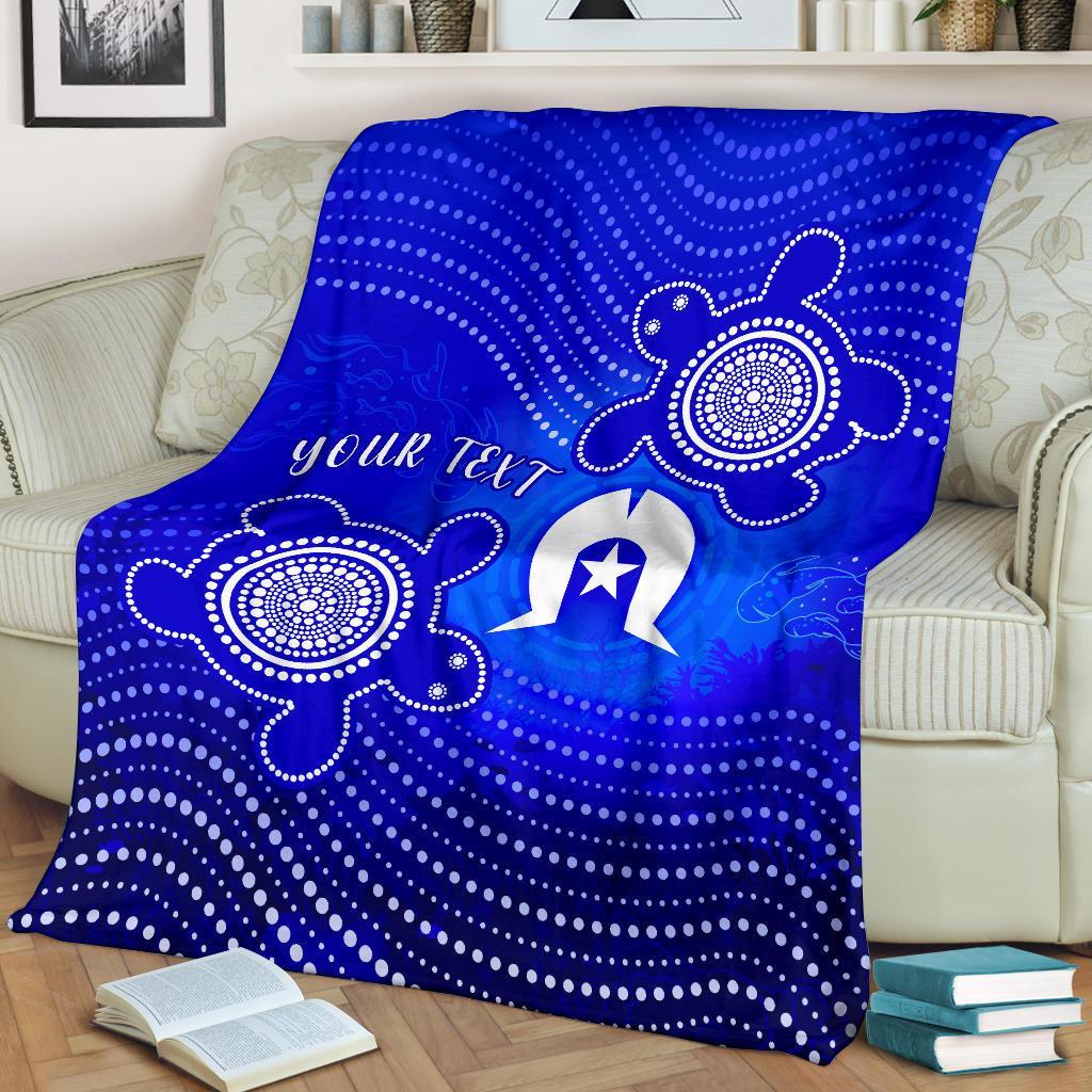 Custom Torres Strait Islanders Premium Blanket - Torres Symbol With Indigenous Turtle - Vibe Hoodie Shop