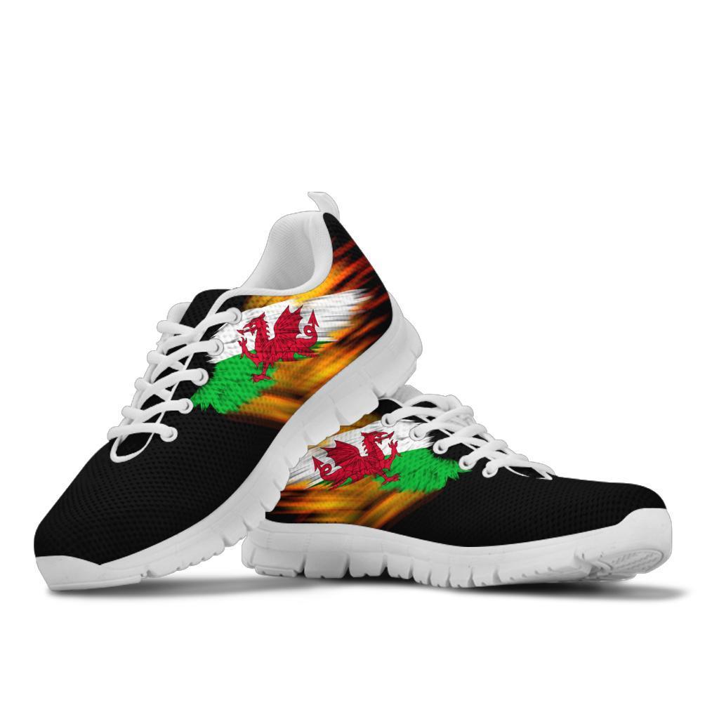 Wales Sneakers - Fire Wings and Flag - Vibe Hoodie Shop