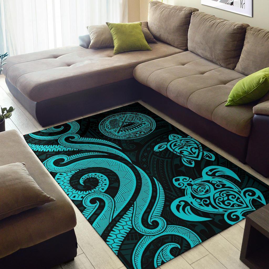 American Samoa Area Rug - Turquoise Tentacle Turtle - Vibe Hoodie Shop