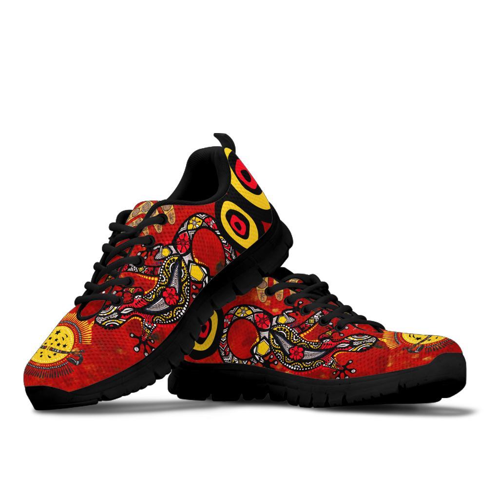 Aboriginal Sneakers, Lizard And Boomerang Pattern - Vibe Hoodie Shop