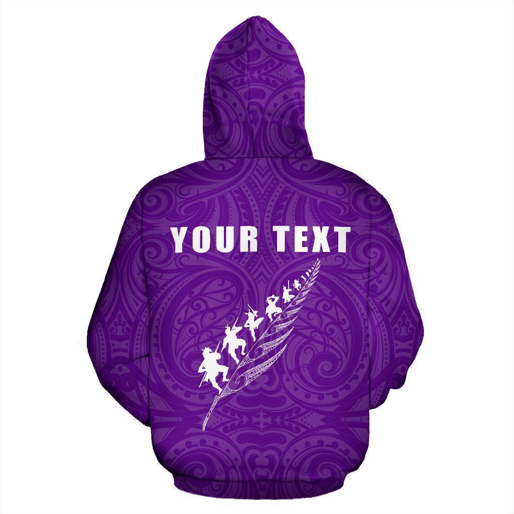 New Zealand Customized Rugby Haka Fern Zip Up Hoodi, Violet Style - Vibe Hoodie Shop