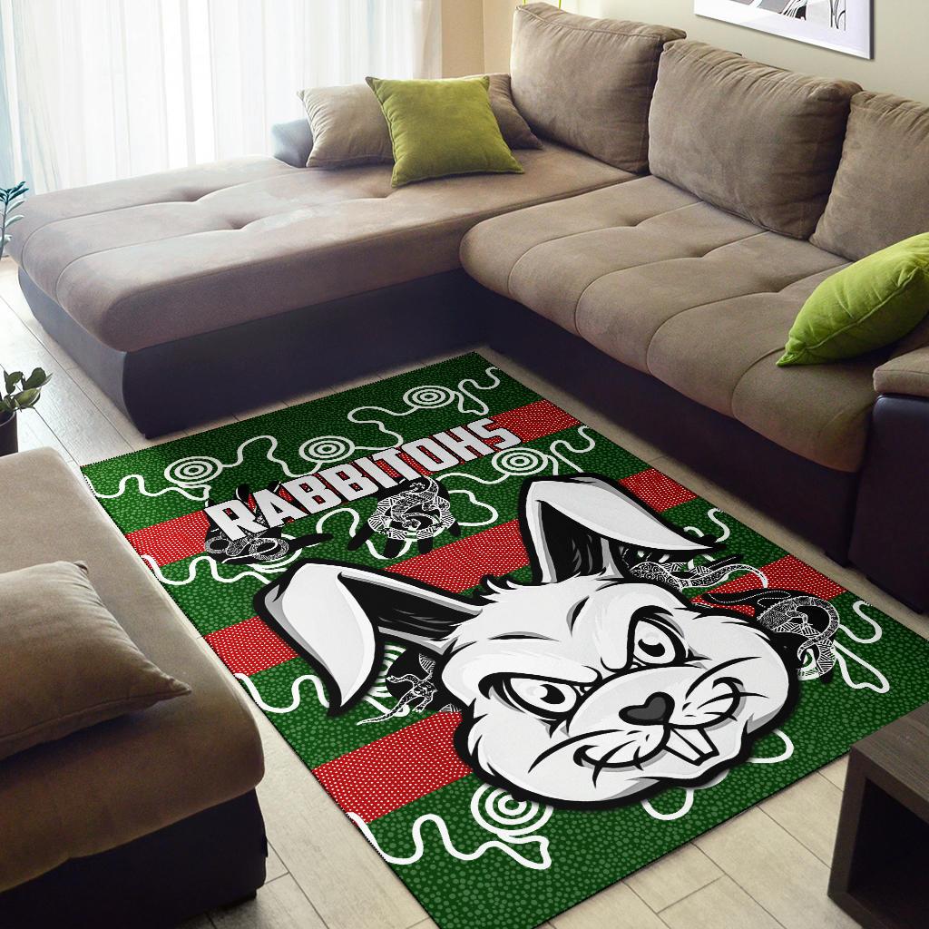 Rabbitohs Indigenous Area Rug Rabbit Head - Vibe Hoodie Shop