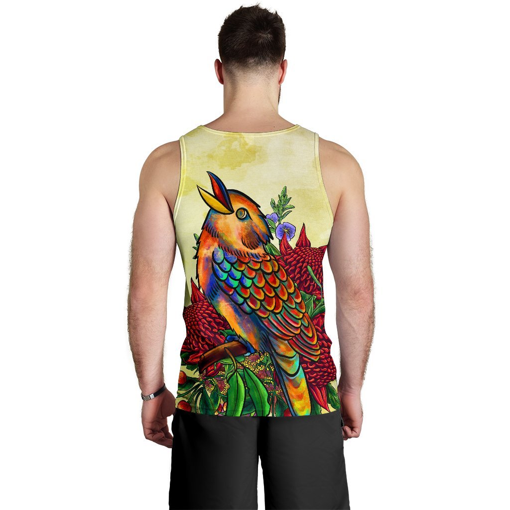 Men's Tank Top - Australia Kookaburra With Waratah - Vibe Hoodie Shop