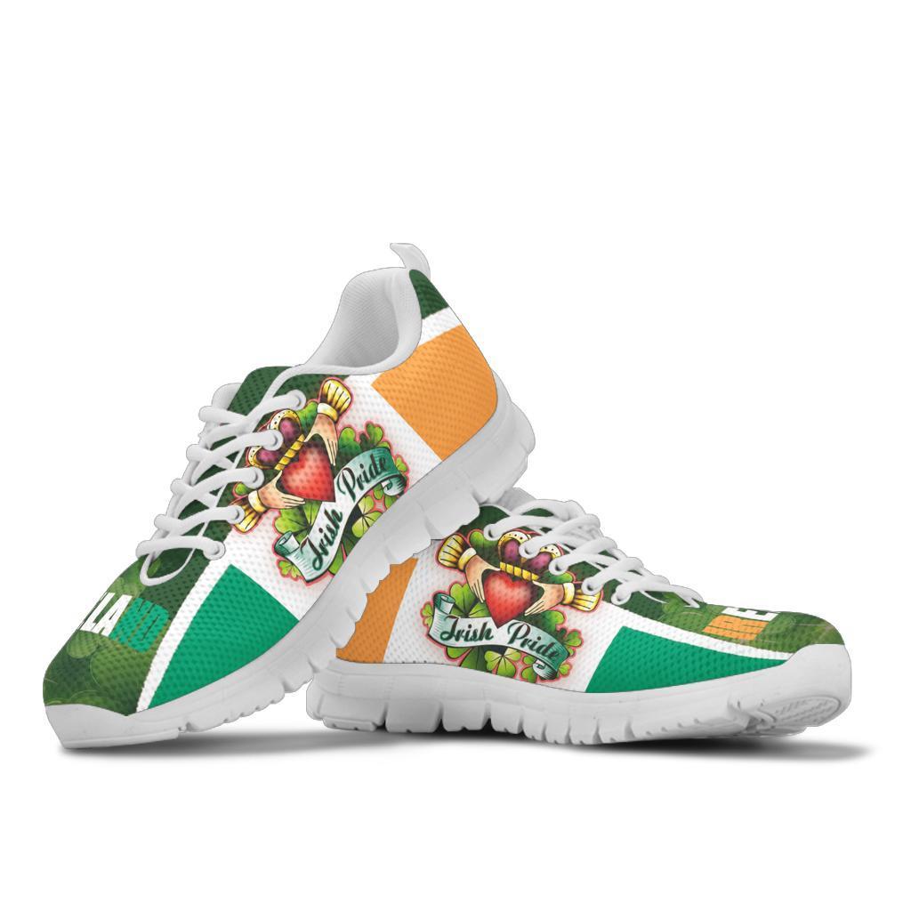 Irish Pride Sneakers - Ireland Flag With Claddagh Ring - Vibe Hoodie Shop