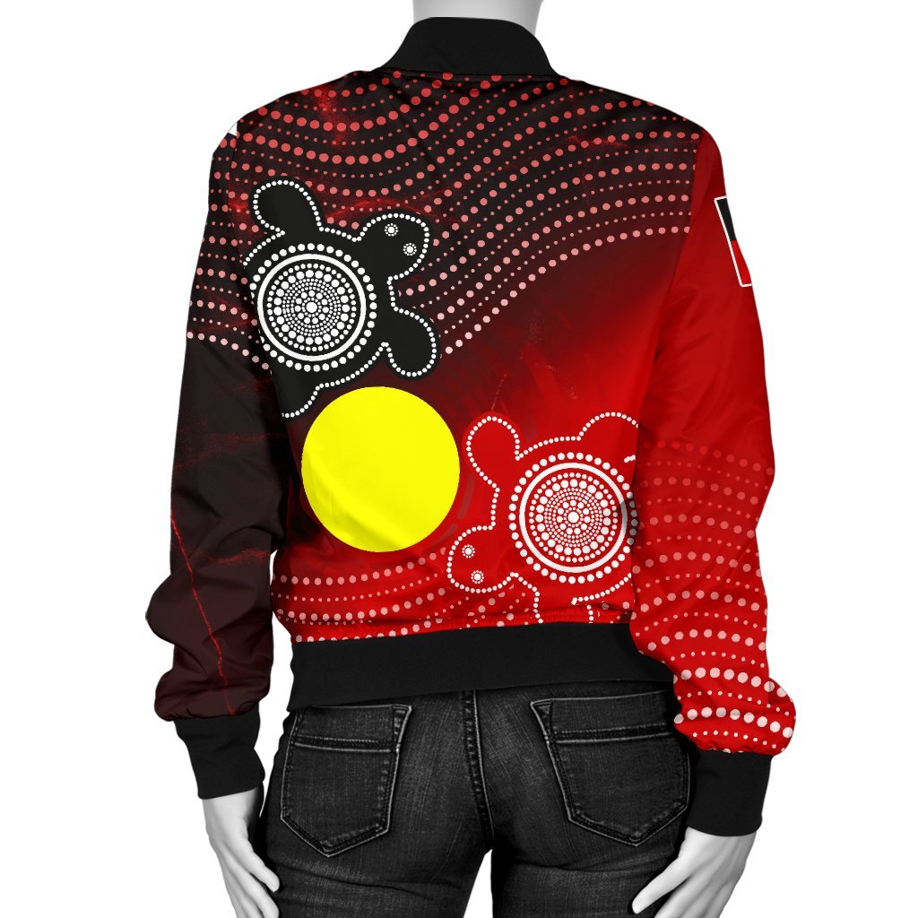 Custom Aboriginal Women's Bomber Jacket - Indigenous Circle Dot Painting Style - - Vibe Hoodie Shop