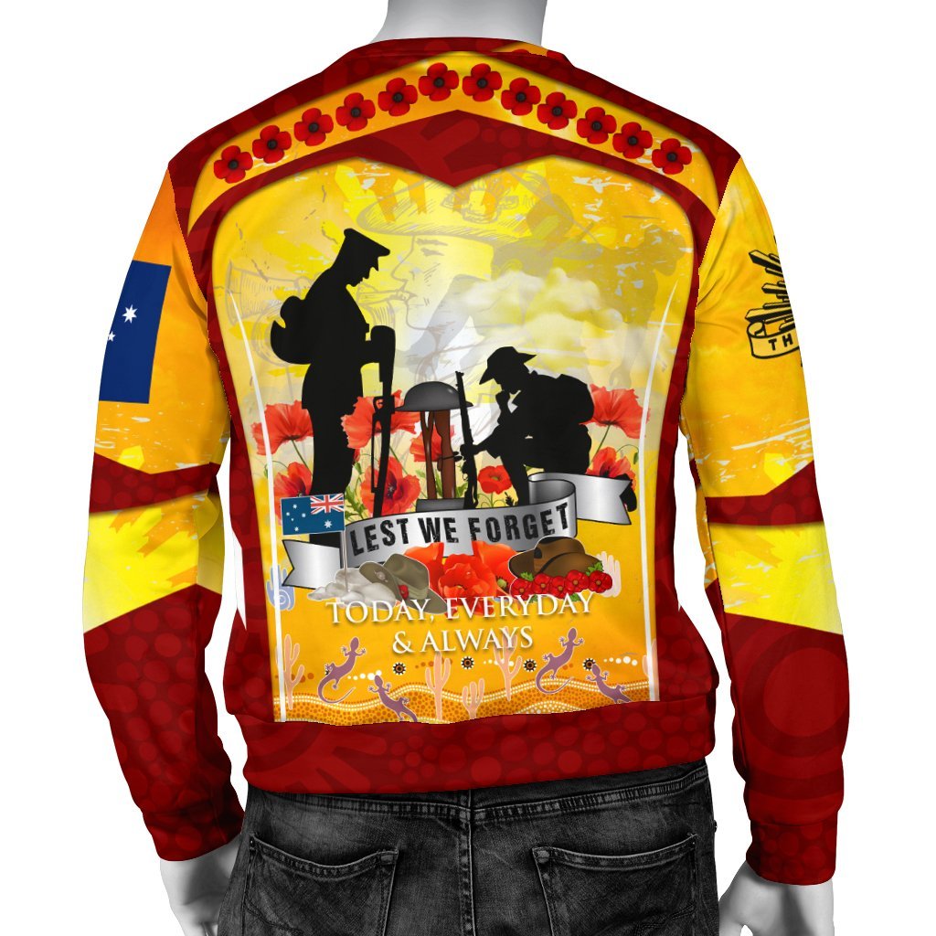 ANZAC Men's Sweater - Lest We Forget Aboriginal Version - Vibe Hoodie Shop