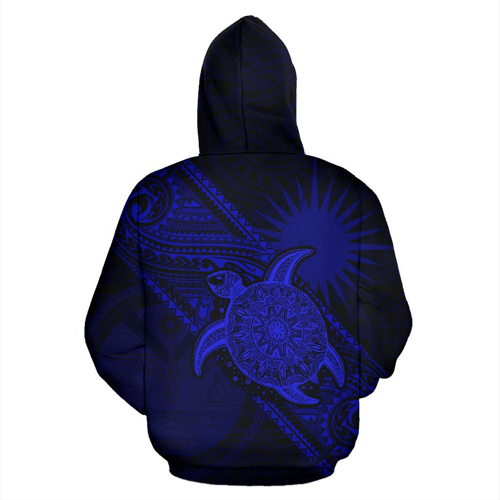 Marshall Islands Hoodie Turtle - Polynesia Diagonal Line Style (Zip) - Vibe Hoodie Shop