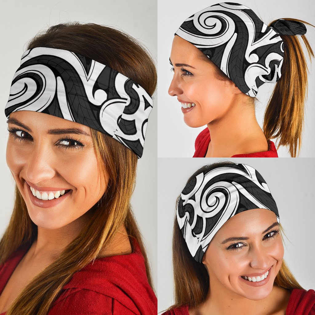 New Zealand Maori Tribal Ornament Bandana - Gray - Vibe Hoodie Shop