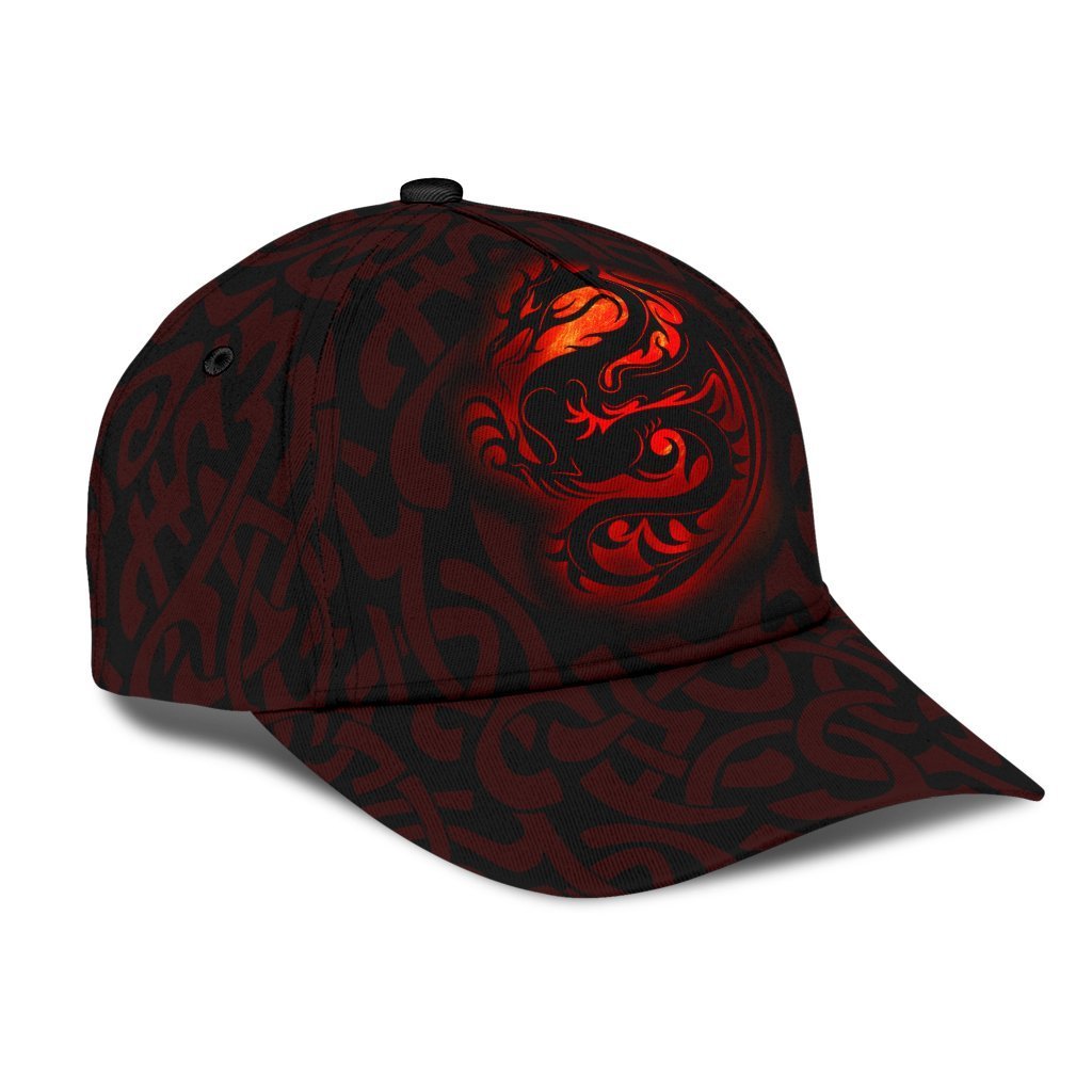 Wales Celtic Classic Cap - Fury Celtic Dragon With Knot - Vibe Hoodie Shop