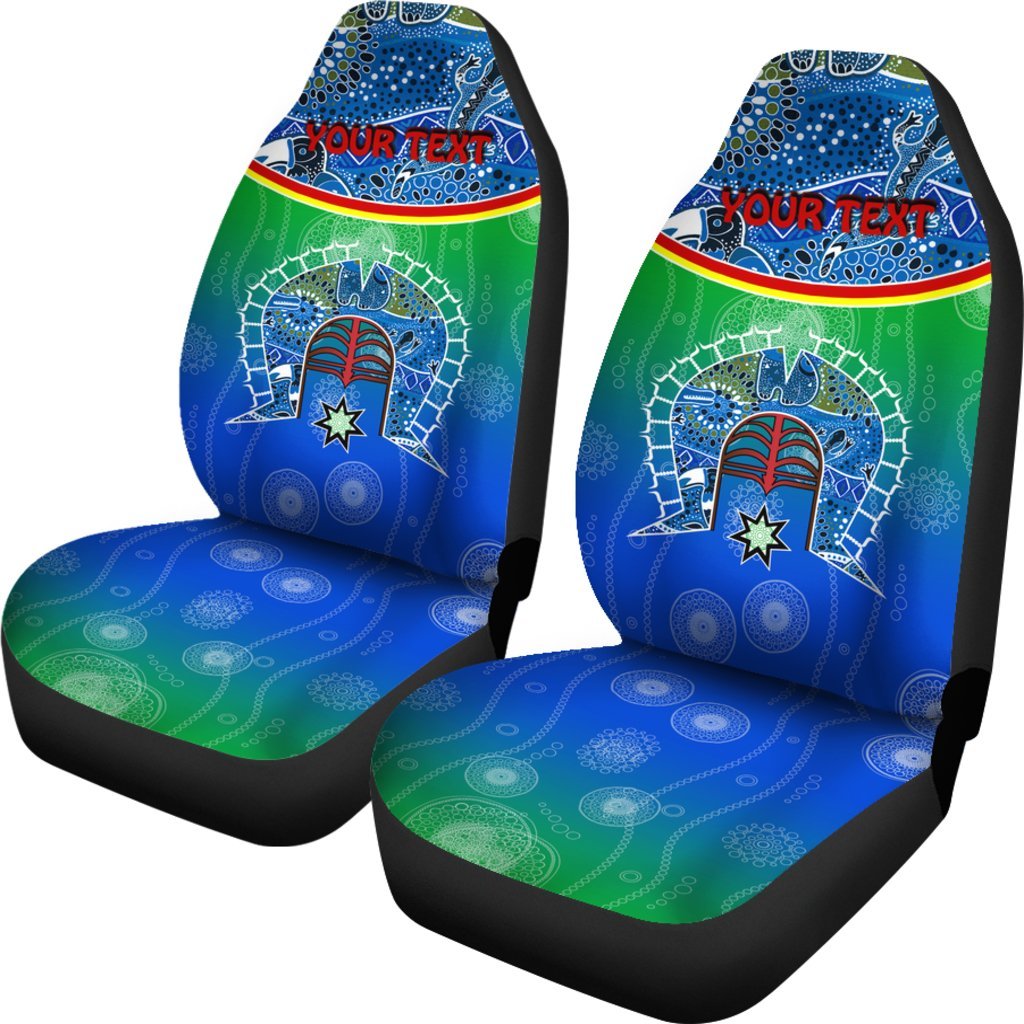 Personalised Car Seat Covers - Torres Strait Symbol With Aboriginal Patterns - Vibe Hoodie Shop