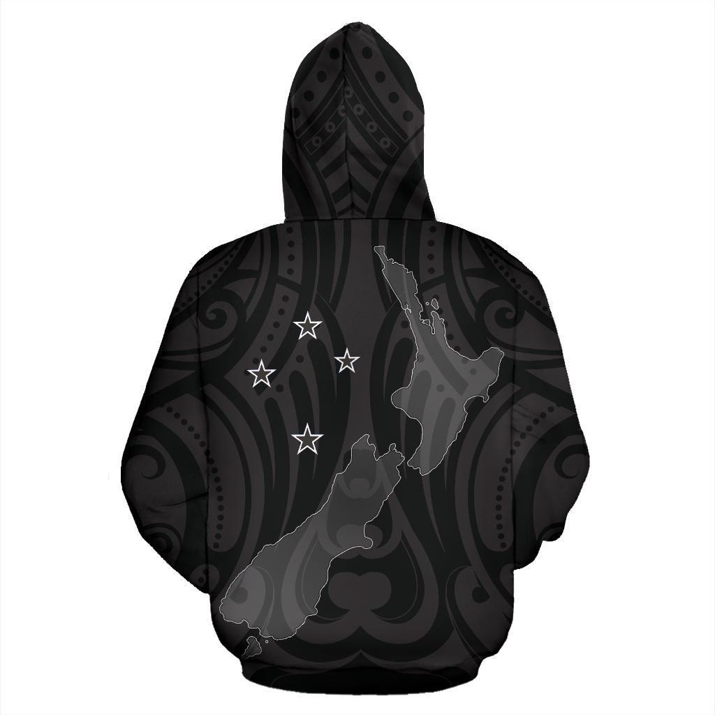 Aotearoa - New Zealand Hoodie Patterns Maori - Aotearoa Map - Vibe Hoodie Shop