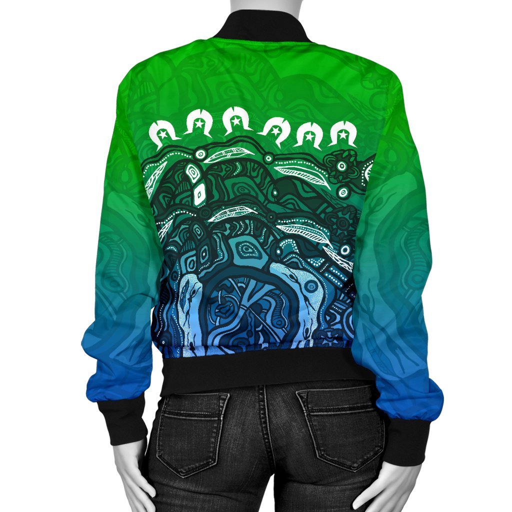 Torres Strait Islands Women's Bomber Jacket - Blue - Vibe Hoodie Shop