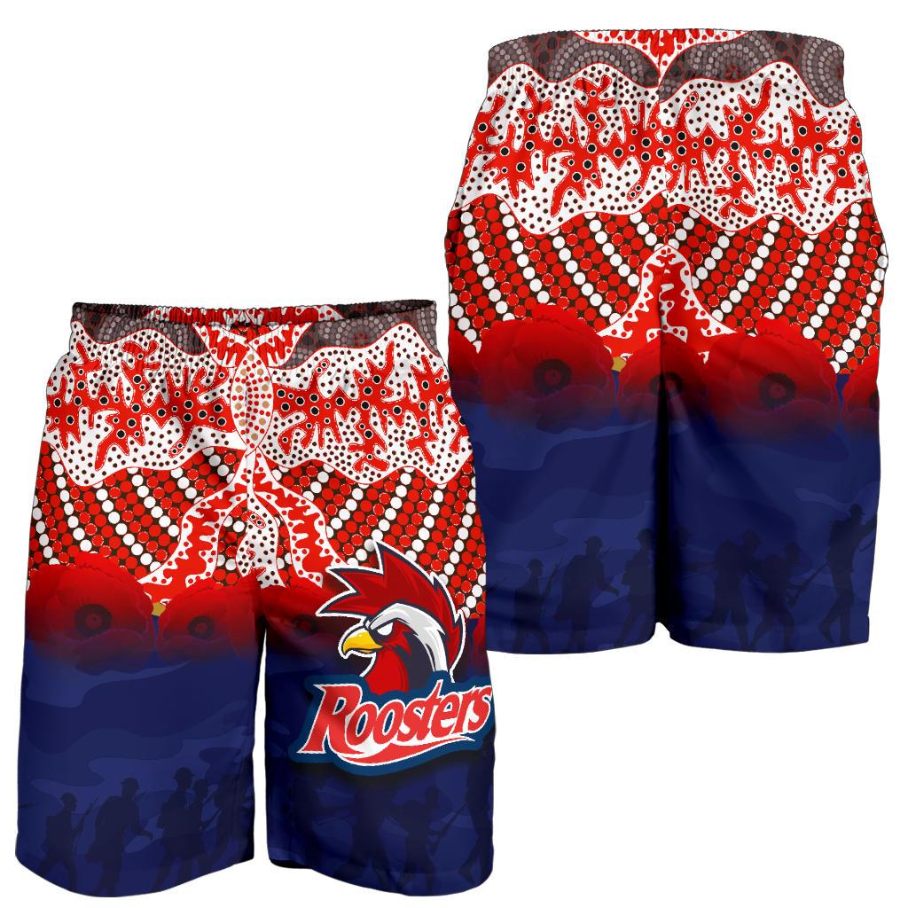 Roosters All Over Print Men's Shorts ANZAC Day Aboriginal - Vibe Hoodie Shop