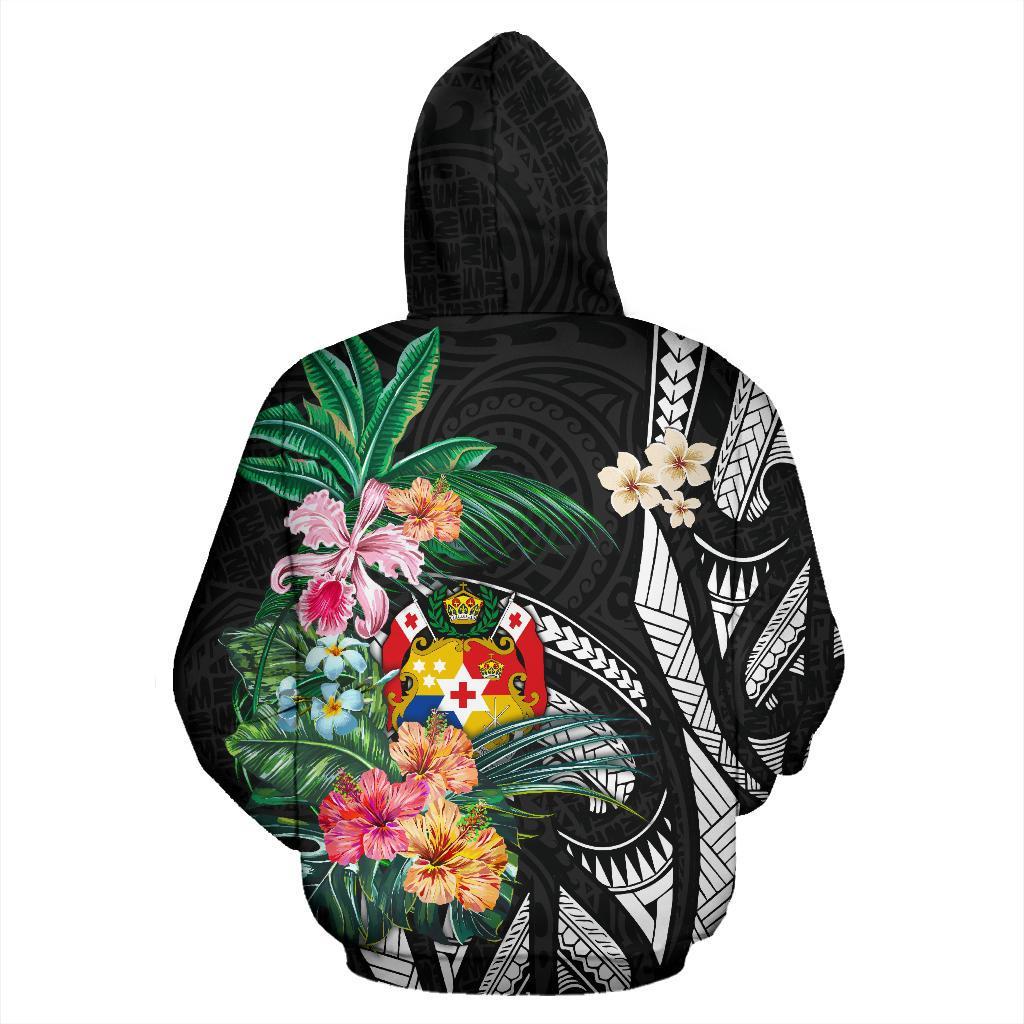 Hoodie Tonga Coat Of Arms Polynesian With Hibiscus - Vibe Hoodie Shop